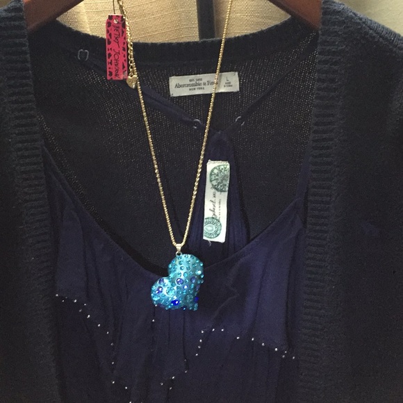 🦋💙🆕 Betsey Johnson Teal & Blue Big Heart - Picture 6 of 6